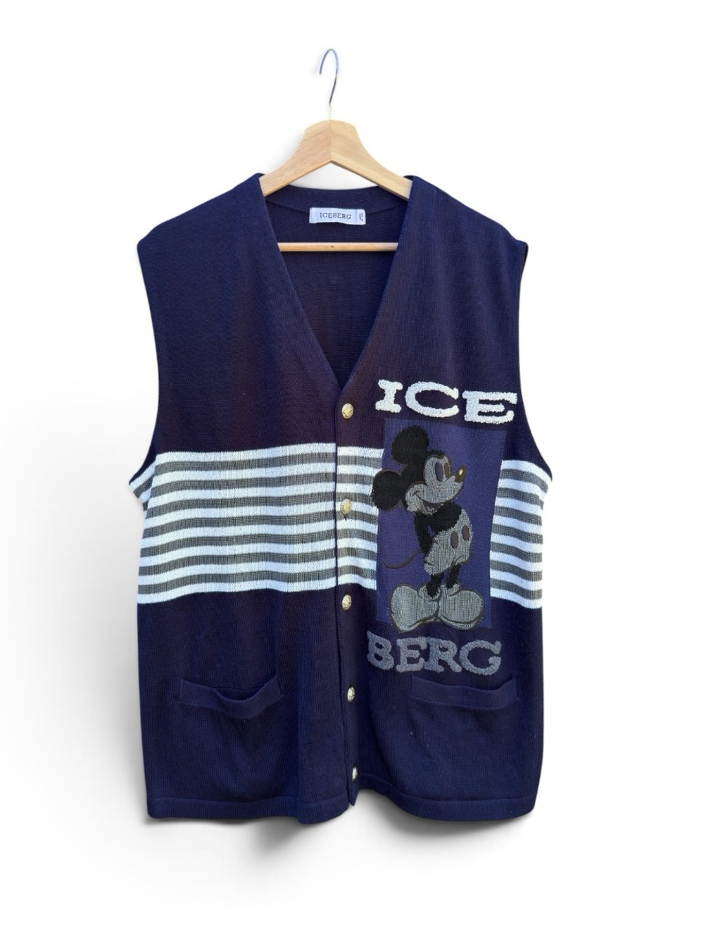 Grail Vintage ICEBERG x Disney Mickey Mouse Embroidered Knit Vest - Made in Ital